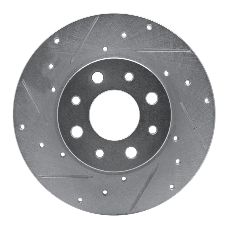 Fiat 500E Brake Rotor (1) - Rear Left - R1 Concepts - Drilled & Slotted - Silver - `13-`19